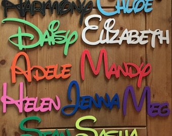 Personalised wooden names, Disney font, Laser cut, only 99p per letter, personalised to suit, hand made, wall art and door craft