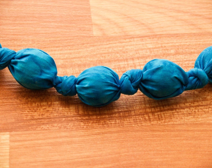 Breastfeeding Nursing Necklace, Teething Necklace, Babywearing Necklace, Fabric Necklace - Knotted - Blue Tie Dye