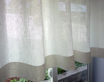 100% Flax Linen - 38 Colors - Custom Cafe Curtain Made to Order. One Panel 51"W. Custom Size. 100 Percent Pure Flax Linen Fabric