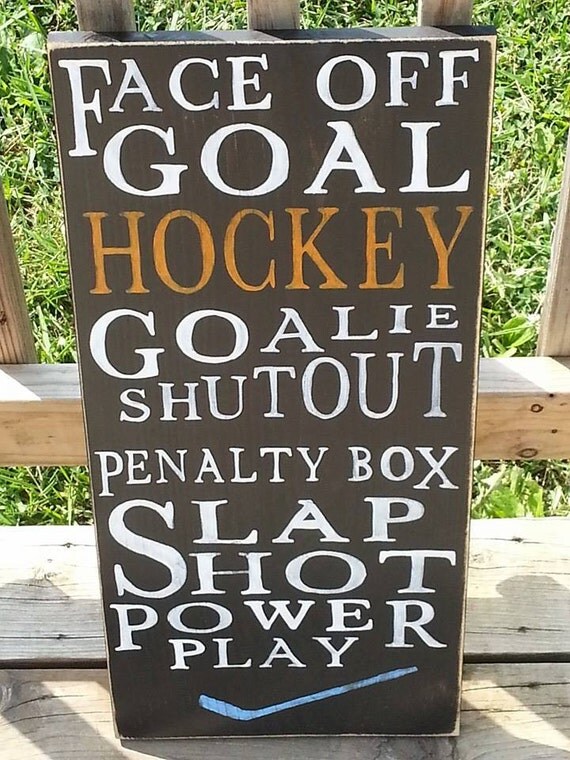 Wooden Hockey Sign for Boys Room Game Room by RusticLaneCreations
