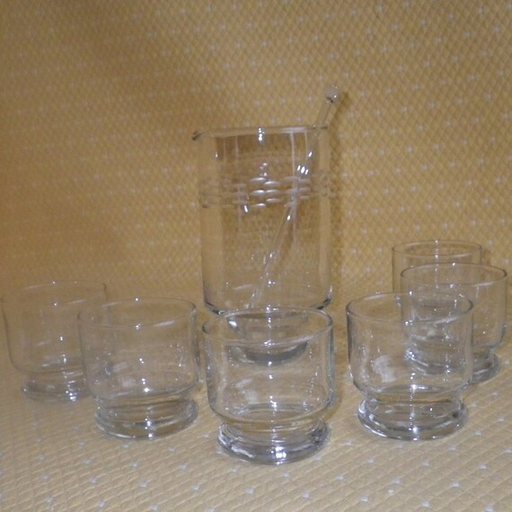 Princess House Cocktail Mixer & 6 Glasses 407