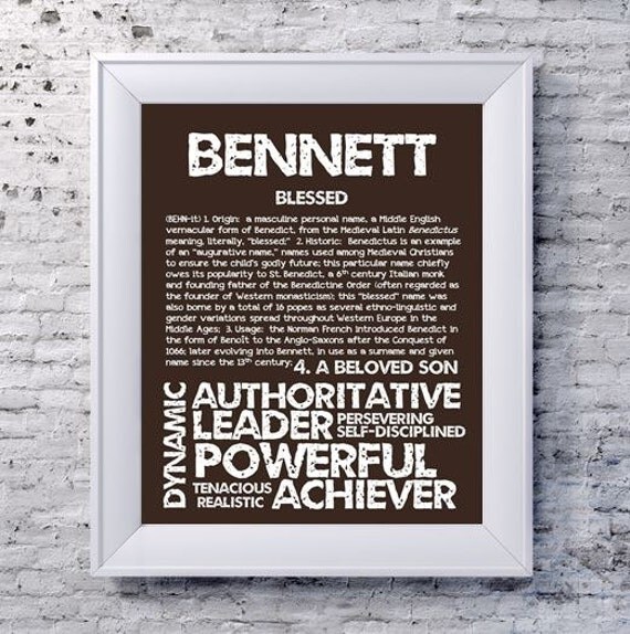 BENNETT Personalized Name Print / Typography Print by OhBabyNames