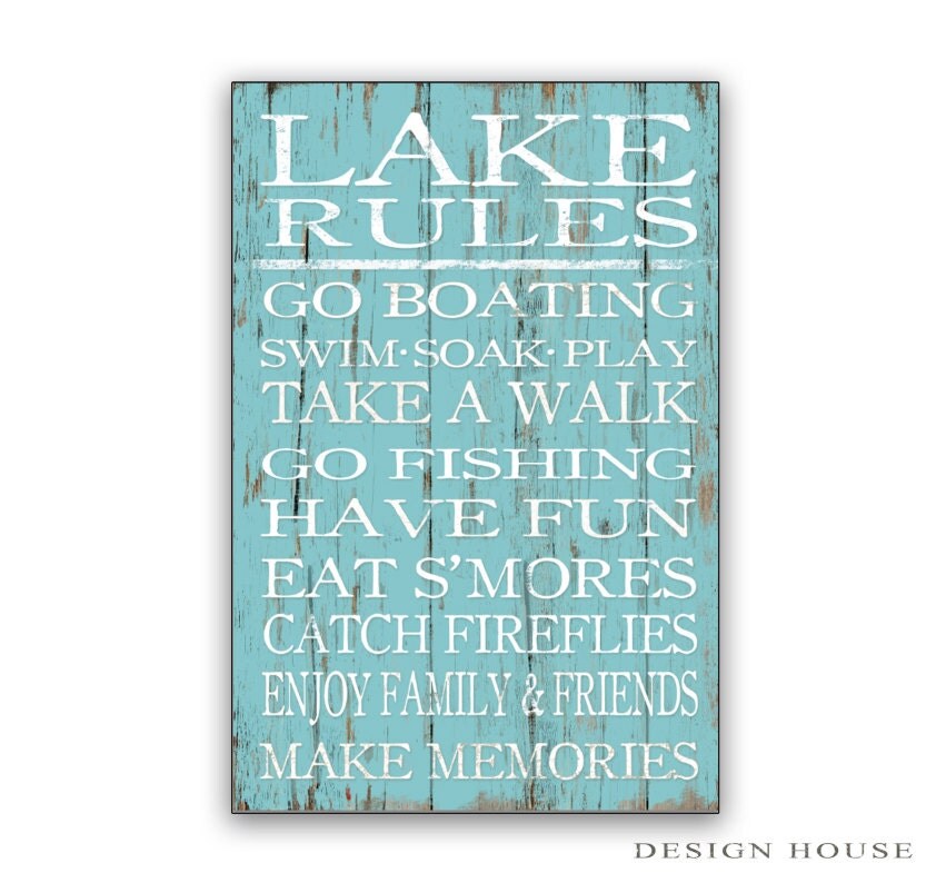 Lake rules sign lake rules wooden sign wooden lake signs lake