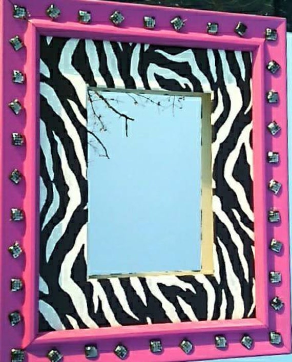 Hot Pink Mirror with Zebra Print & Square by