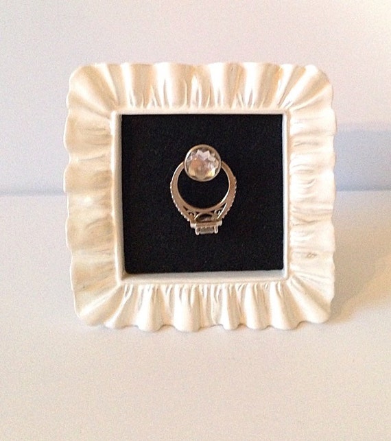 White and Black Wedding Ring Frame by on Etsy
