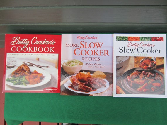 3 BETTY CROCKER Cookbooks Slow Cooker Cook Book Big Red Cook