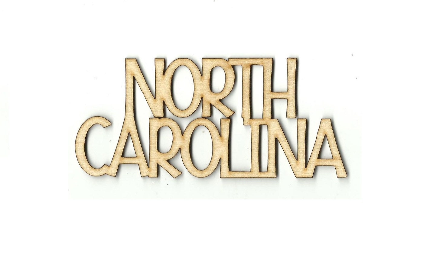 North Carolina Words Laser Cut Unfinished By TheWoodShapeStore