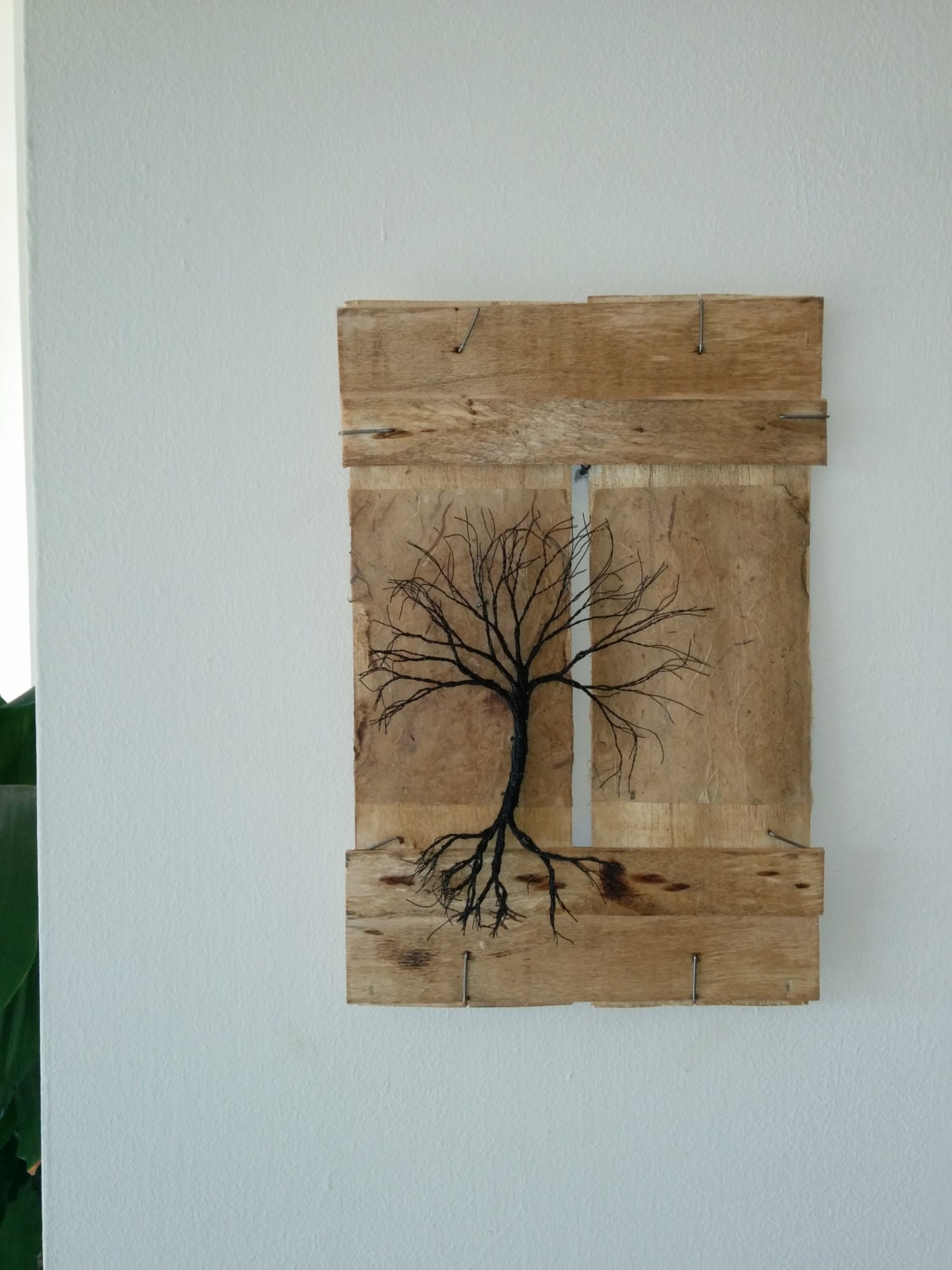 Rustic Vintage black wire art tree wire wall art
