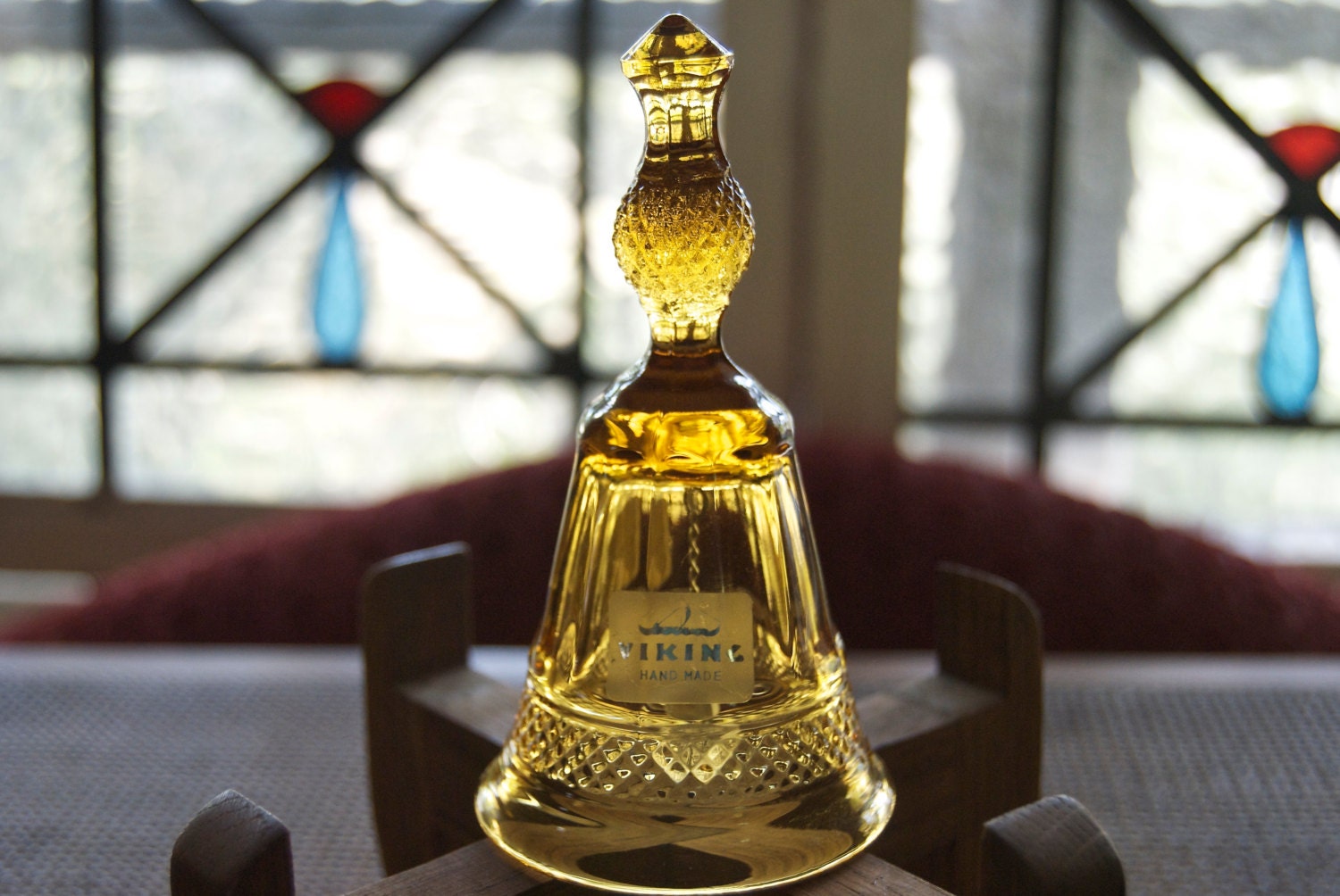 Vintage Early 1970's Amber Viking Handmade Glass Bell