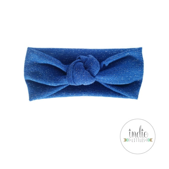 Blue Sparkly Knotted Headband / Knot Headwrap / Knotted Turban