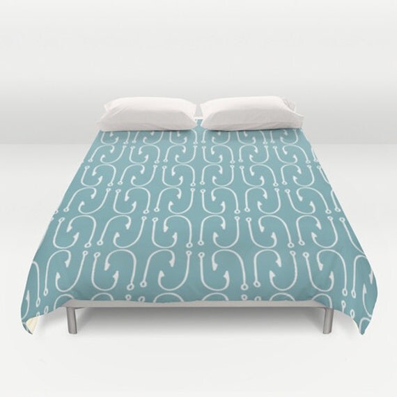 Lake Duvet Cover Lake Bedroom Blue Duvet cover fish hooks