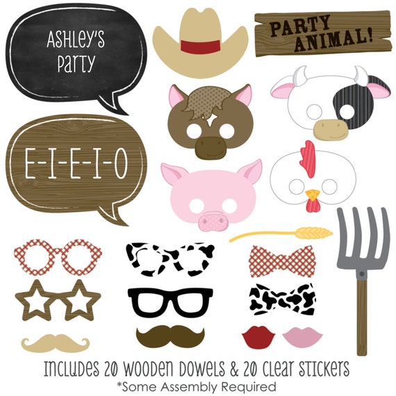 20 Farm Animals Photo Booth Props Farm by BigDotOfHappiness