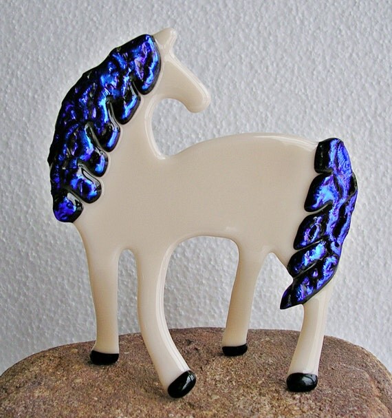 Handmade Glass Horse Glass Sculpture Fused by FireHorseArtJewelry