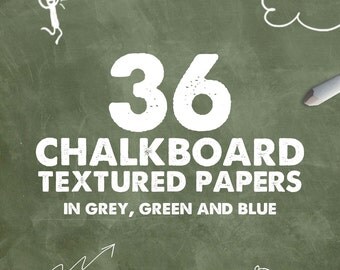 Chalkboard digital paper: "CHALKBOARD PAPER" with chalkboard backgrounds in grey and black made with real high res chalkboards