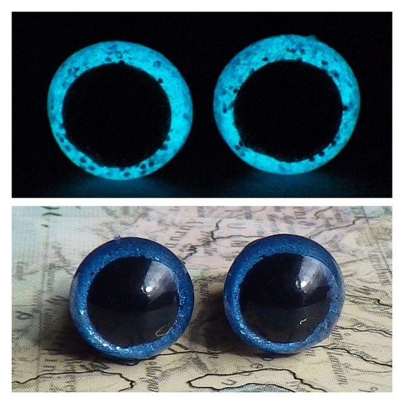 8mm Glow In The Dark Eyes Blue Glitter Safety Eyes With Light