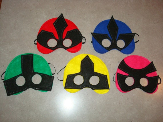 SET of 5 POWER RANGERS Inspired Felt Masks by StixandStitches