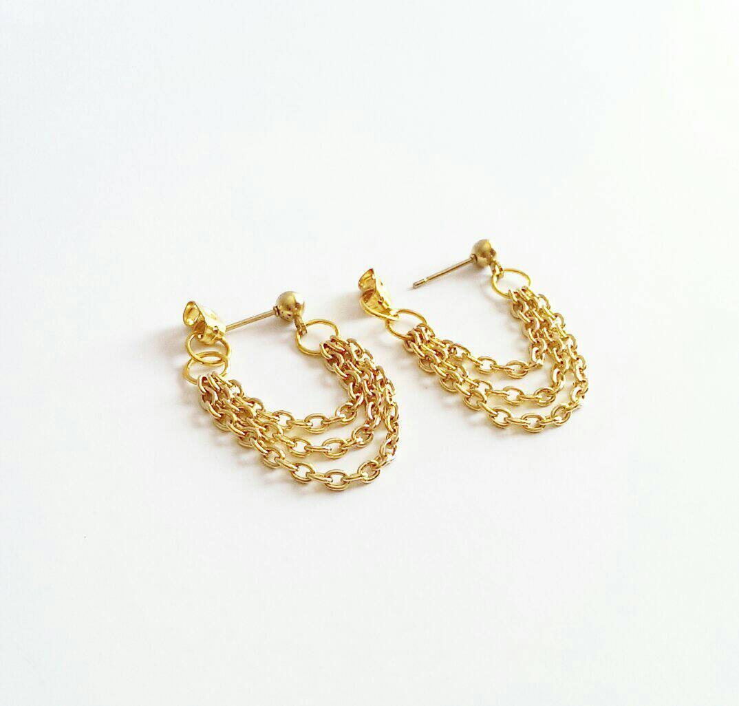 Delicate Chain Earrings Gold Chain Earrings Chain Back