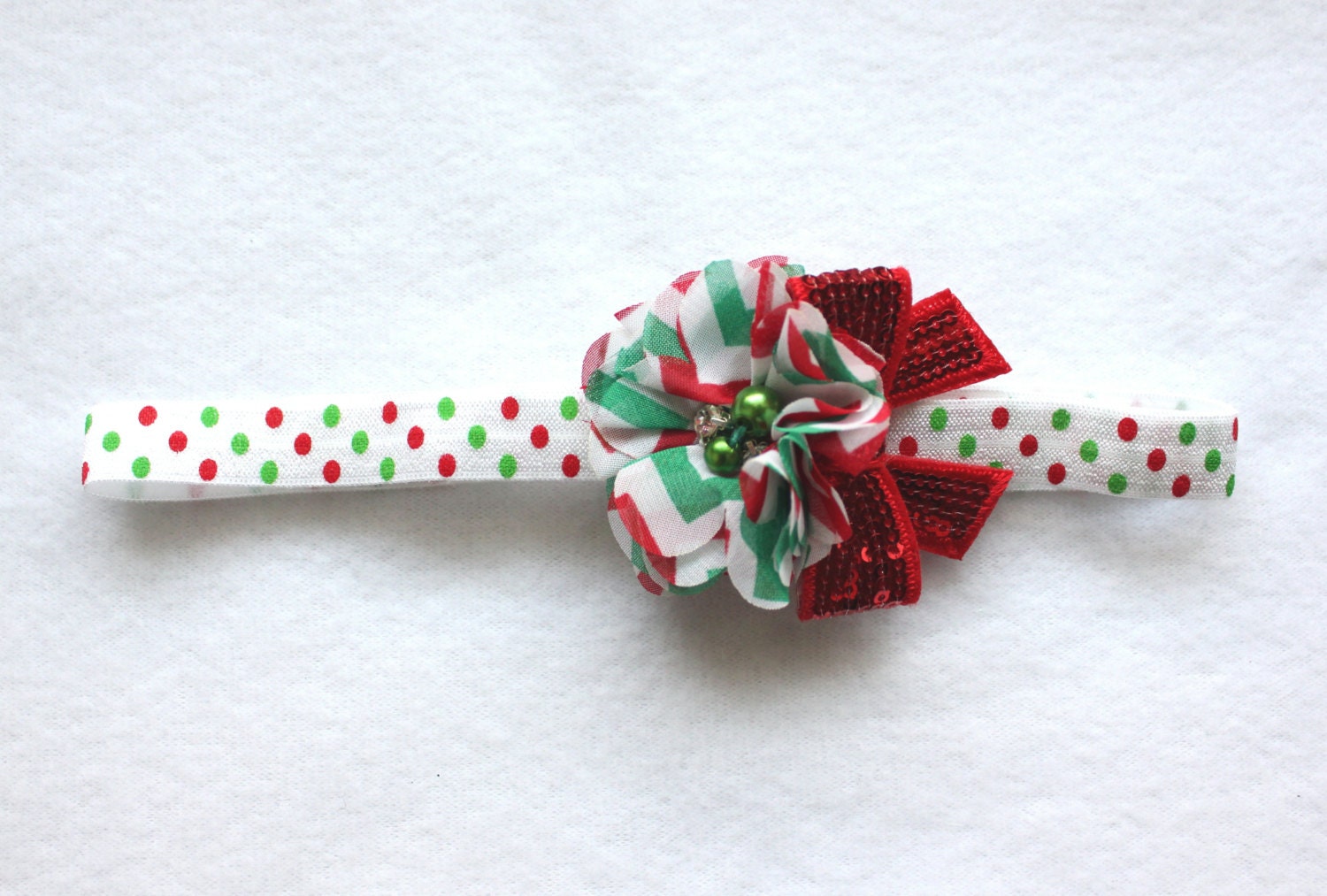 Small christmas headband red and green headband christmas