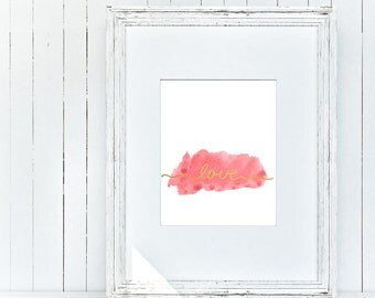 watercolor love sign - digital typography print - inspirational print - wall print - wall sign - wp_102