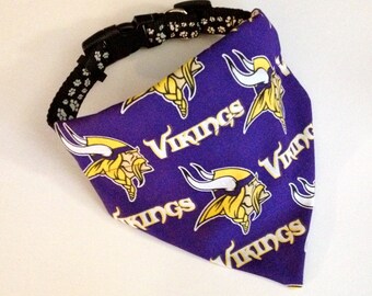 No-Tie, Slip Over Collar Dog Bandana, Minnesota Vikings Team Fabric