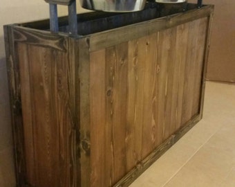 Extra large rustic dog feeder, Great dane dog feeder, wood elevated dog feeder with storage