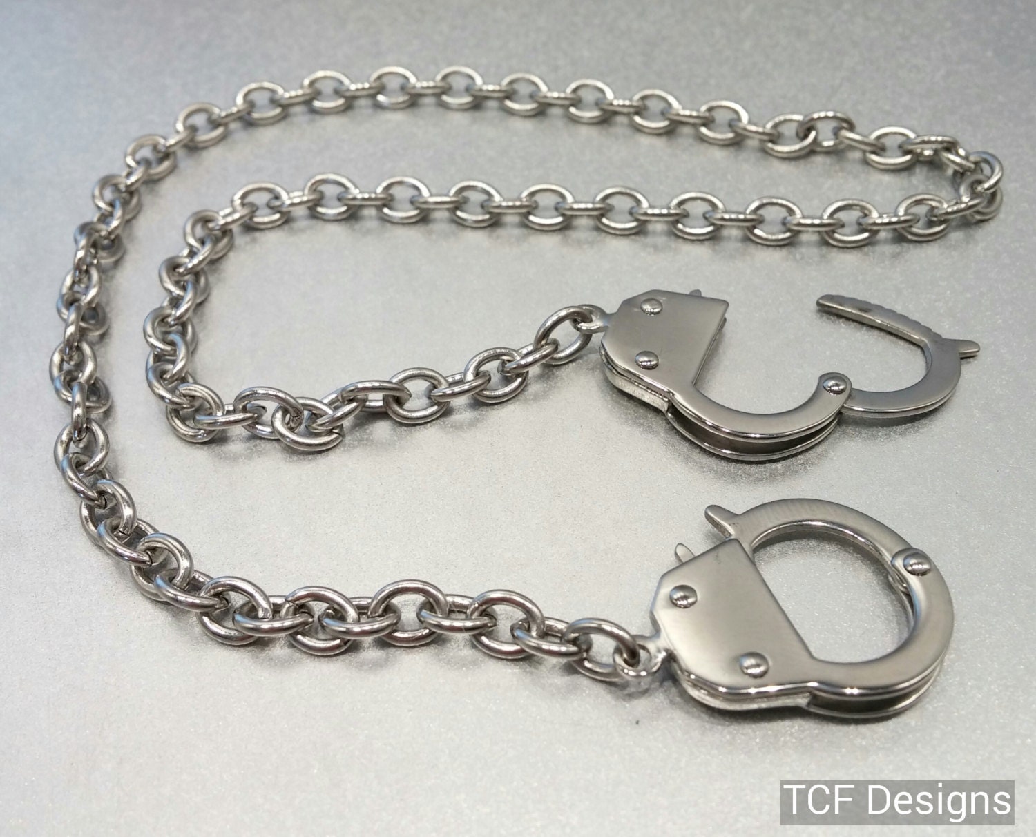 24/7 Wear BDSM Handcuff Slave Collar Necklace Stainless Steel