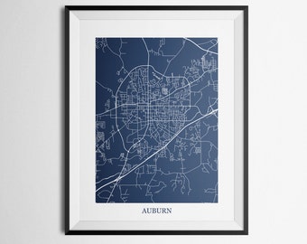 Auburn, Alabama Auburn University Abstract Street Map Print