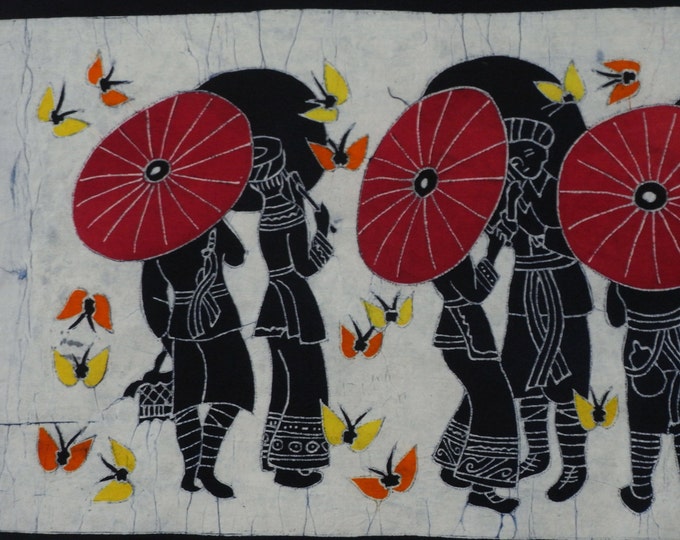 Spring Romance - Colorful/Monochrome Batik Tapestry Wall Decorative Painting 47 x 15