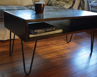Steel top coffee table , Mid century coffee table , industrial coffee table