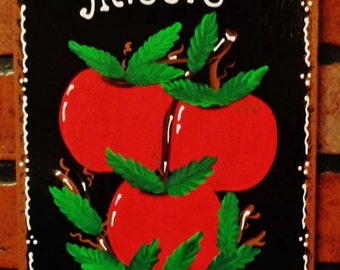 APPLE PERSONALIZED Name SIGN Kitchen Plaque Country Wood Crafts Decor Handcrafted Handpainted