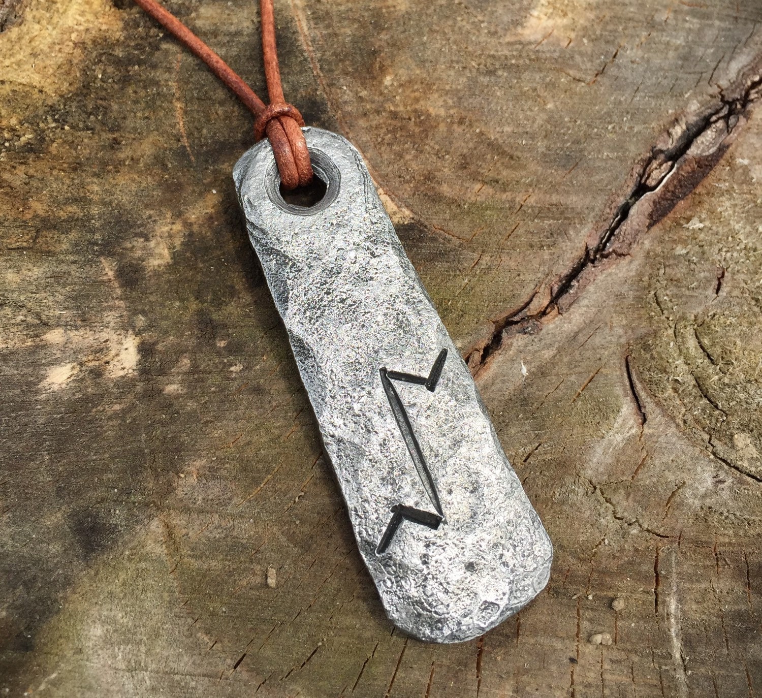 Viking Rune Fire Steel Necklace Anglo-Saxon Futhorc Symbol