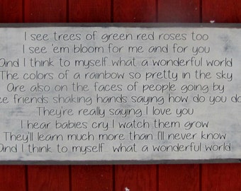 And I Think To Myself What a Wonderful World Wood Sign Inspirational Wooden Plaque Large Wood Sign Christmas Gift