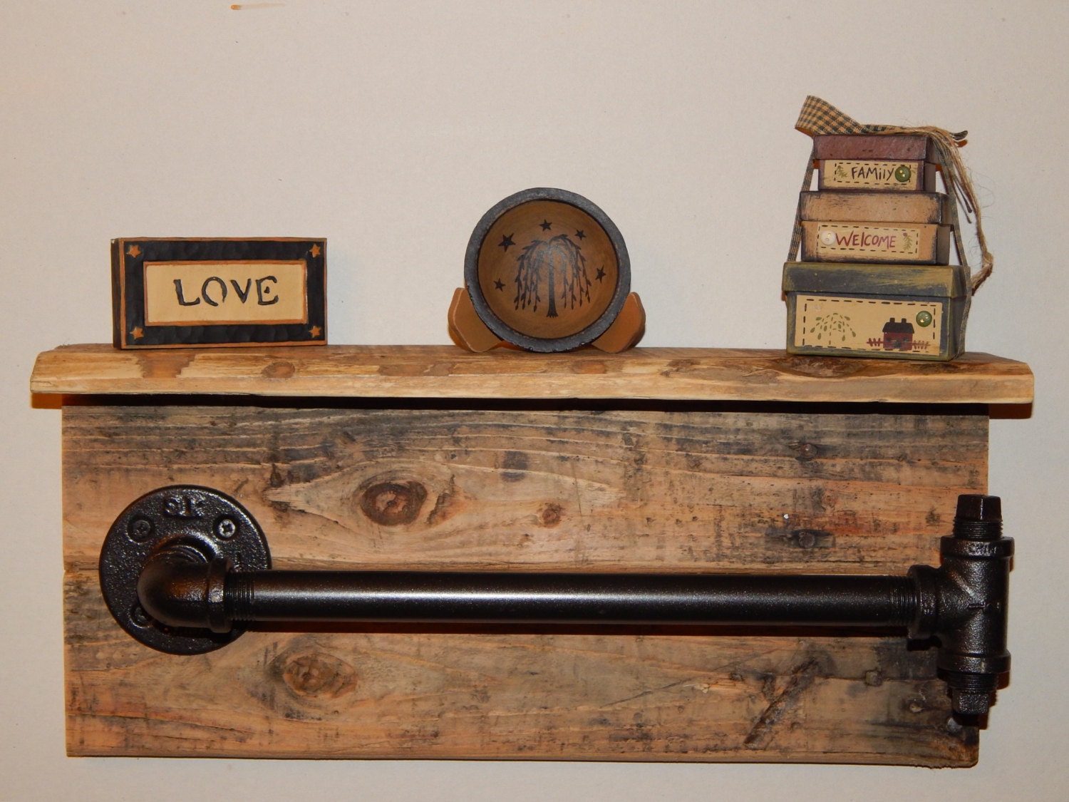 Industrial Pipe and Reclaimed Pallet Wood Paper Towel Holder