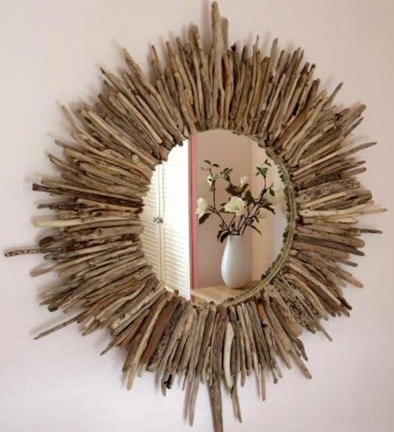 Items similar to Large 3' Round Driftwood Mirror on Etsy