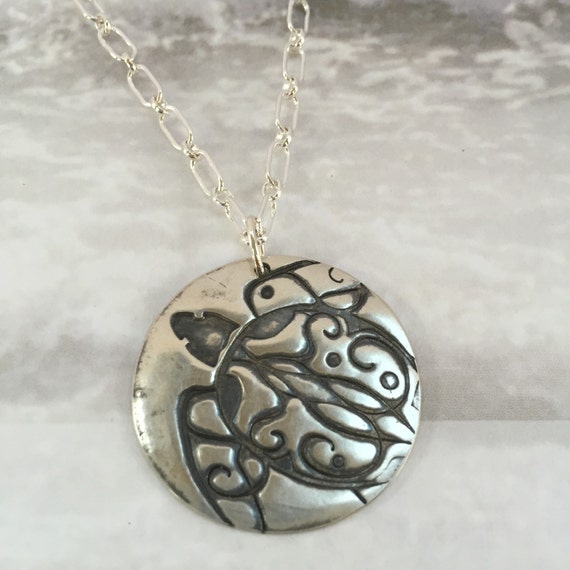 Sea Turtle Necklace Turtle Pendant Fine Silver by NaturesImprint