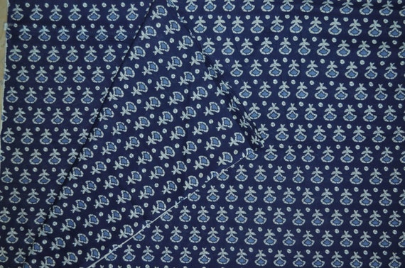 ON SALE Soft summer fabric Indigo Blue Printed Cotton fabric