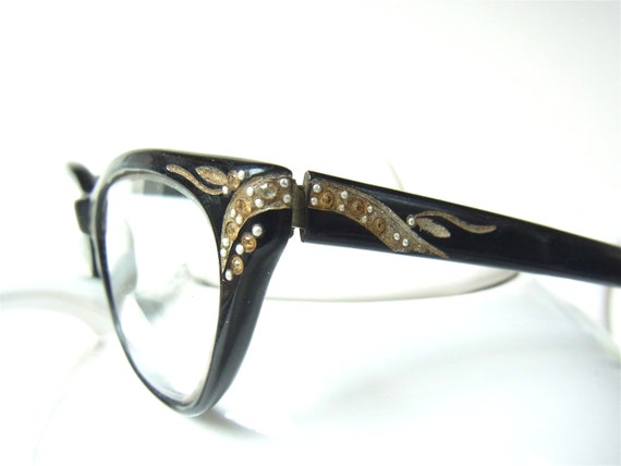 vintage cateye glasses rhinestone womens 1950s rhinestones ...