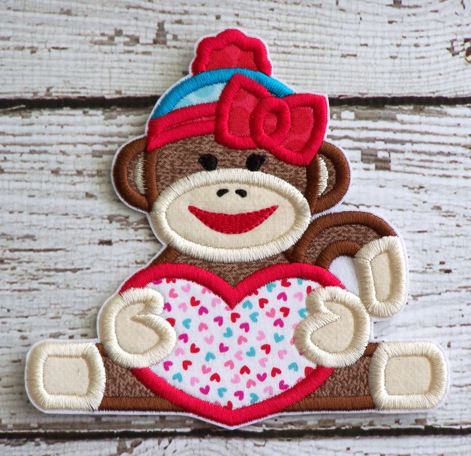 Girl Sock Monkey With Heart Iron On Or Sew by DaisyDoodlePatches