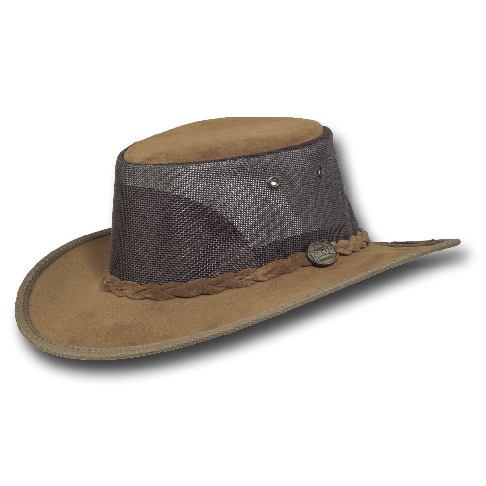 Barmah Hats 1068HI Foldaway Pig Suede Cooler Leather Hat in