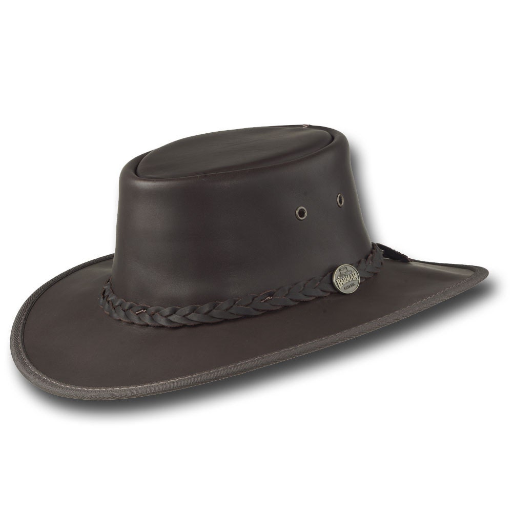 Barmah Hats 1026BR Squashy Fullgrain Leather Hat in Brown