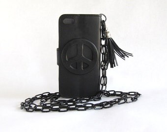Crossbody iPhone Wallet Case Purse Handsfree Detachable Chain Strap "Peace" - Custom Fashion / 70% OFF Samsung Galaxy cases