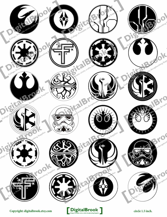 Digital Collage Sheet Star Wars Symbols 2 inch 1.5 inch Printable ...