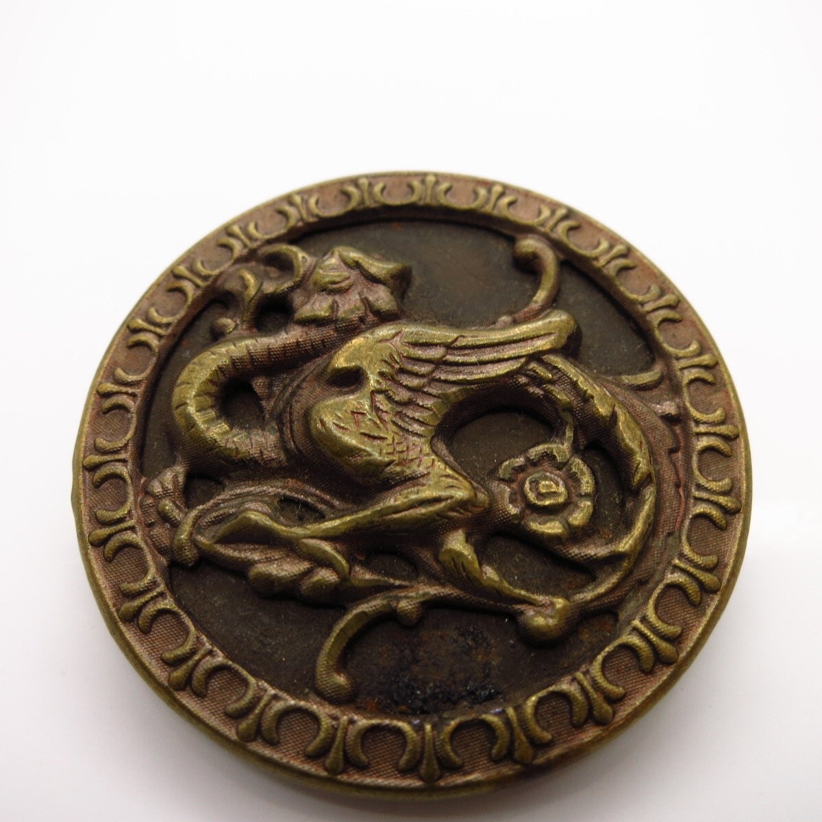 Large Vintage Figural Metal Dragon Button