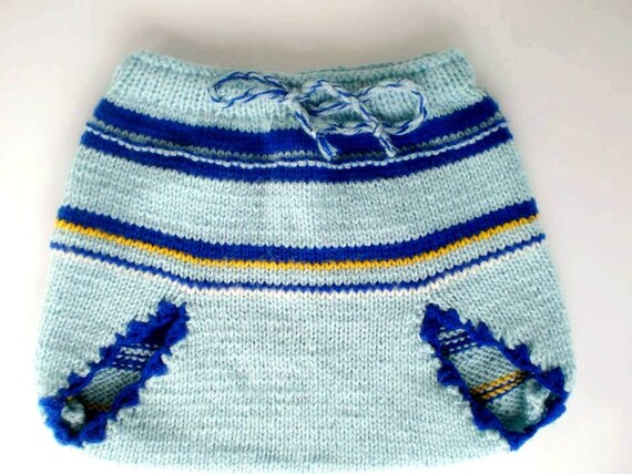 Knitted  Diaper  Cover , Baby Pants , Wool Baby Bloomers ,  Blue  Diaper Cover ,  Hand Knitted Baby Clothes