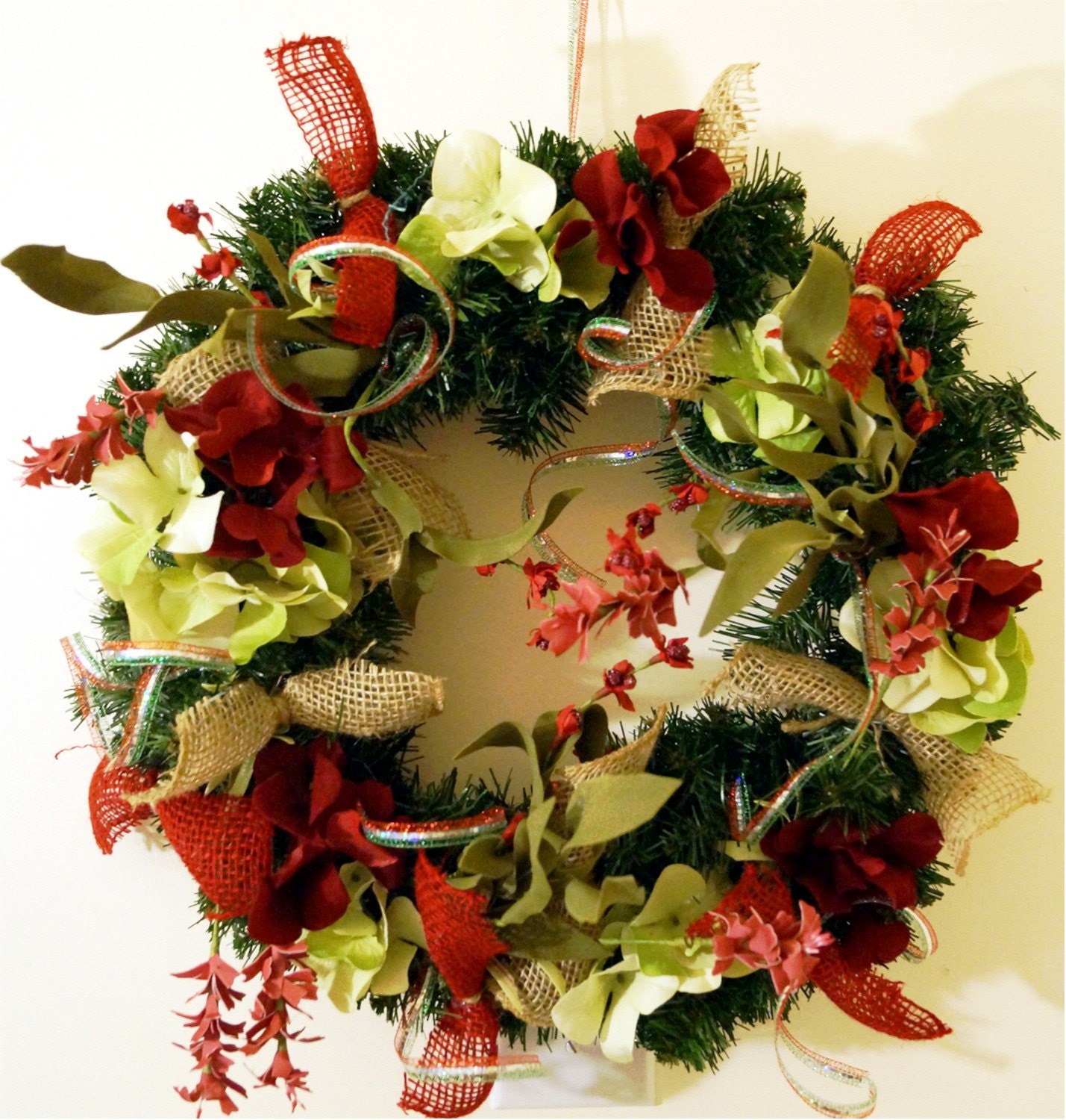 Winter Wreath, Holiday Wreath,Christmas Wreath, Red Green Wreath, Rustic Christmas