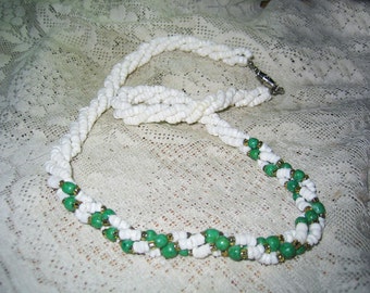 Vintage Milk Glass & Peking Glass Beaded Necklace
