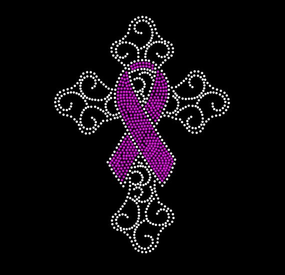 Breast Cancer Ribbon Cross Filled In Or By Rhinestonestransfers