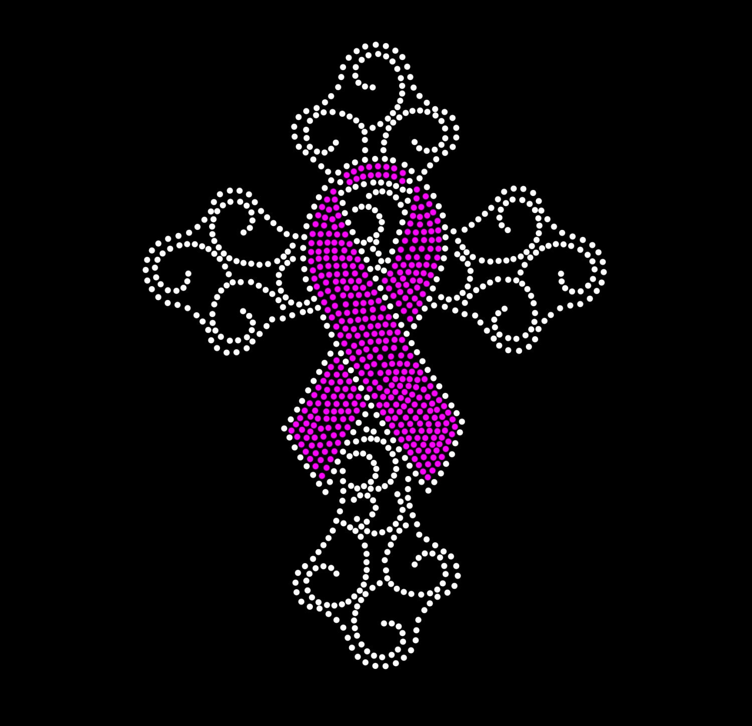 Breast Cancer Ribbon Cross Filled In Or by RhinestonesTransfers