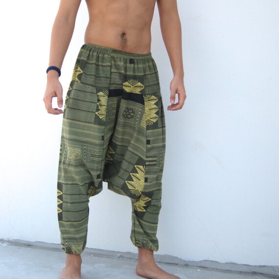 green harem pants gender neutral pants by AmadeusCoutureSupply