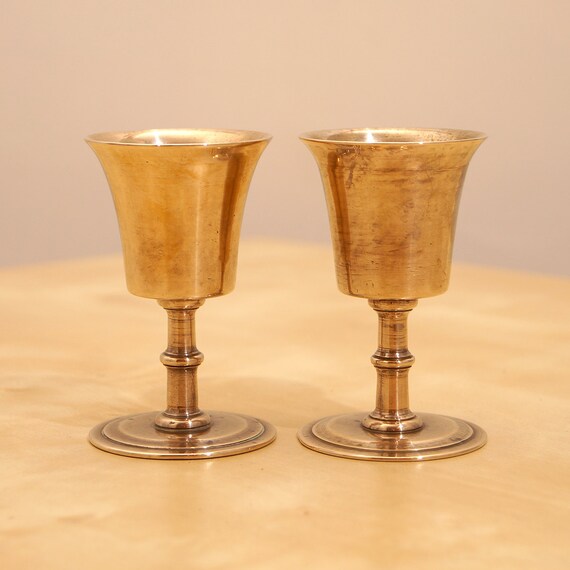 Brass Decorative goblet set of 2 brass goblets good by UKAmobile